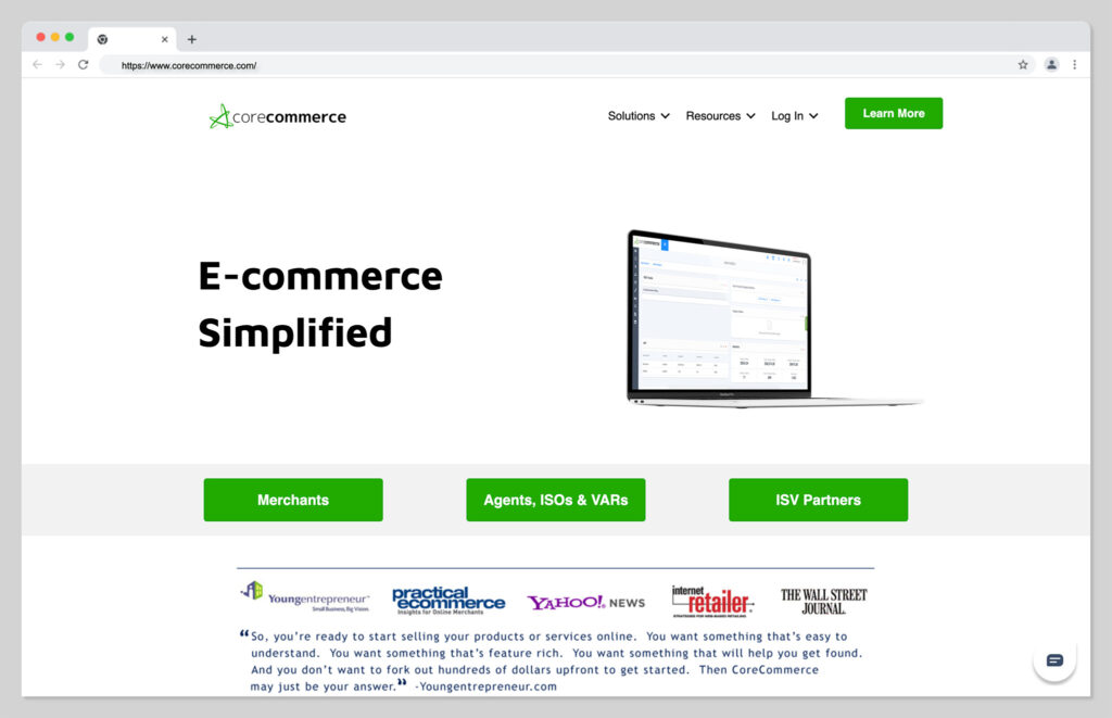 corecommerce homepage