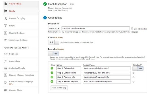 Google Analytics Conversion Funnel 