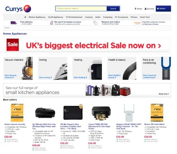 Currys web design