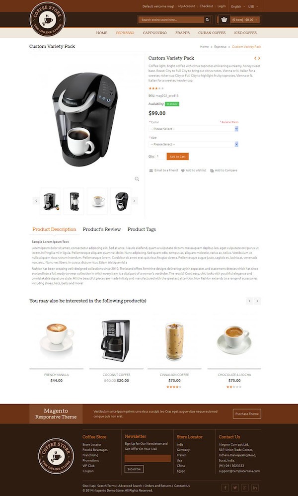 Coffee Magento ecommerce theme