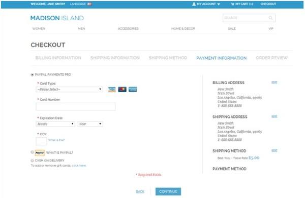 Madison Island Magento checkout 