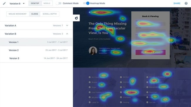 Instapage Review - heatmapping