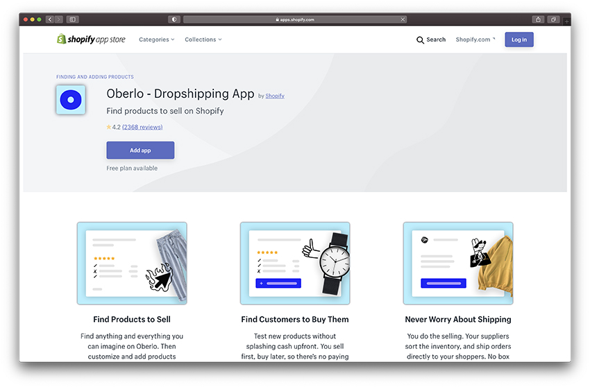 Oberlo review - shopify app store