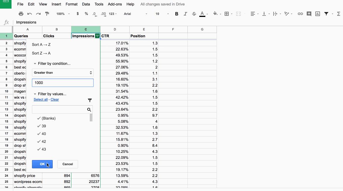  filter search console data