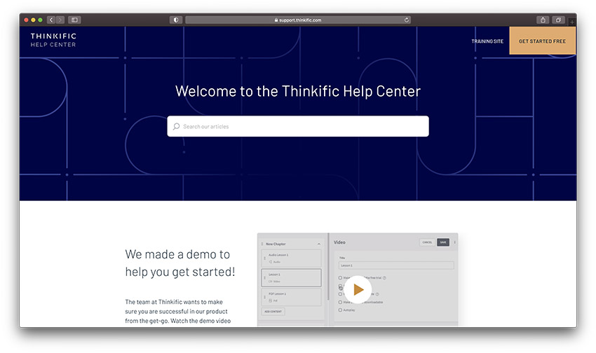 thinkific review - help center