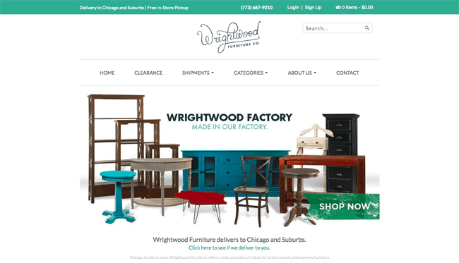 Wrightwood Furniture shopify store