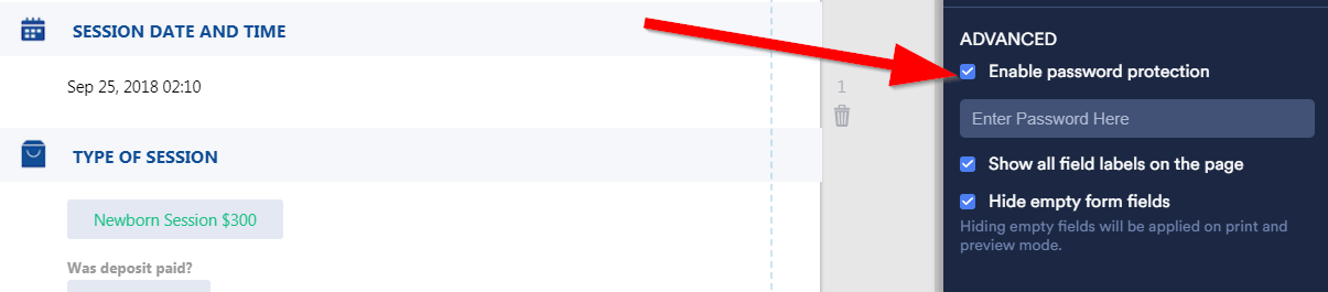 Password protection in JotForm