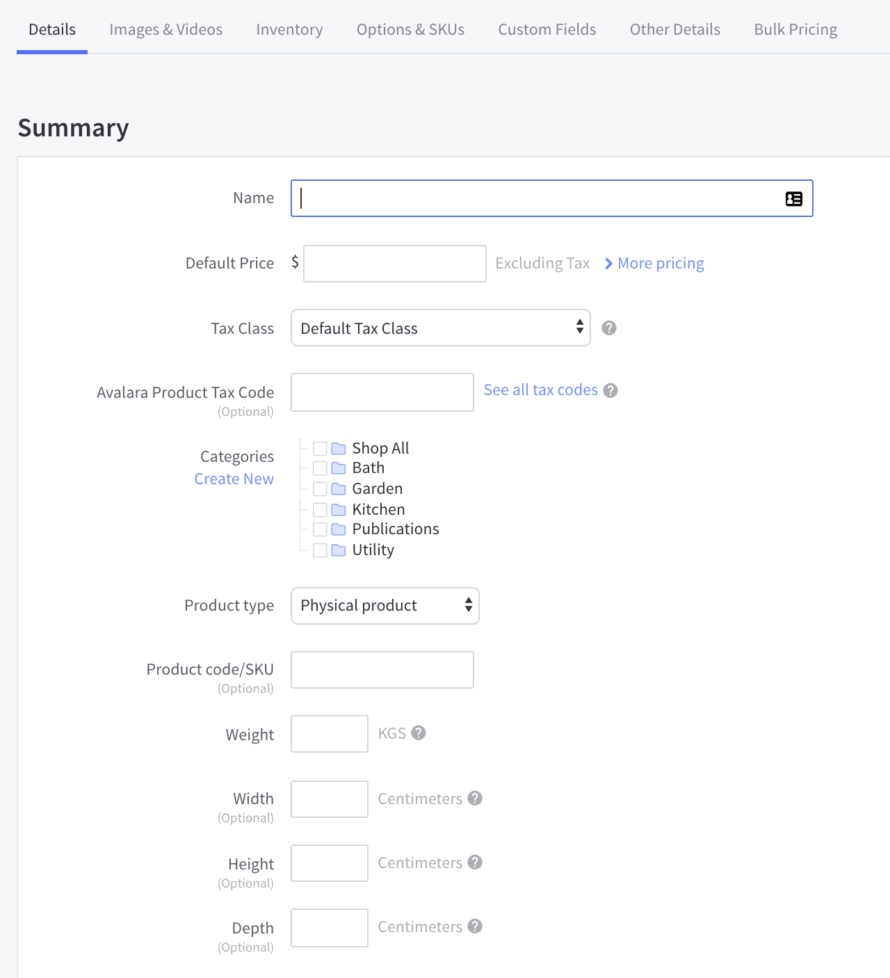 bigcommerce add product