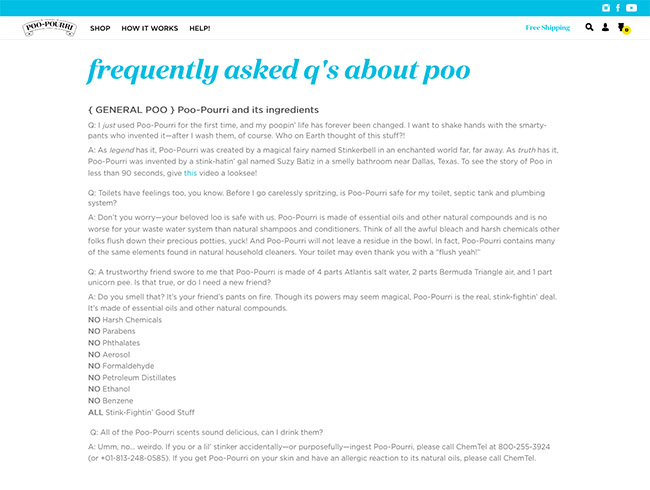 Perfect FAQ Page poo pouri