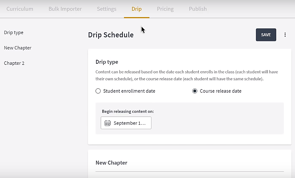 Thinkific Tutorial - step 6 set a drip schedule