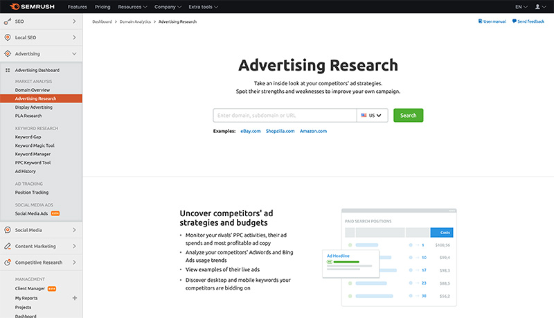 semrush advertising research