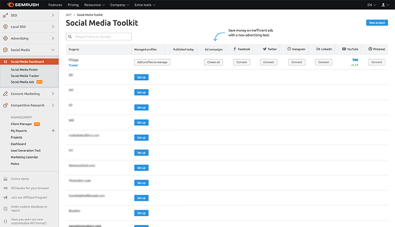 semrush social media toolkit