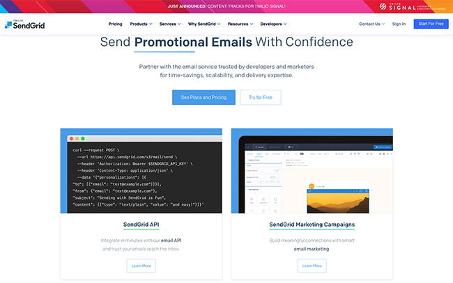 mailchimp alternatives - sendgrid