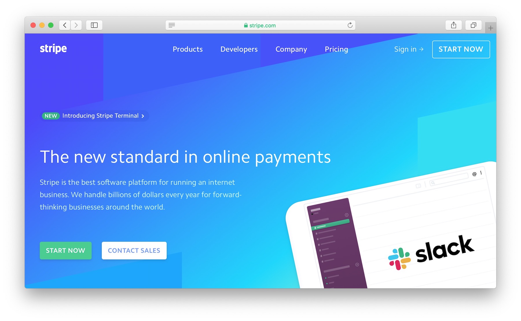 stripe homepage