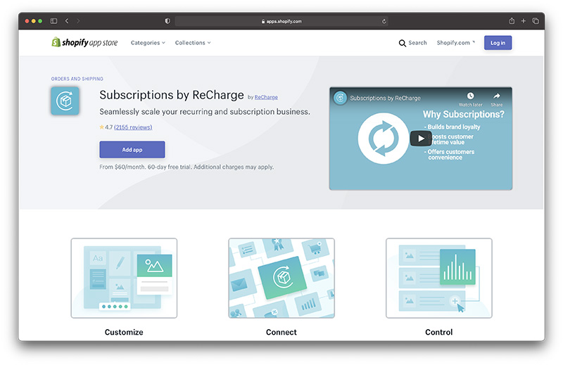 subscriptions by recharge shopify app - chargebee review