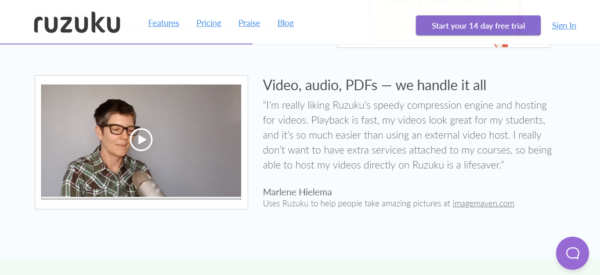 Ruzuku video and audio