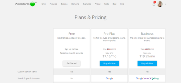 webstarts pricing