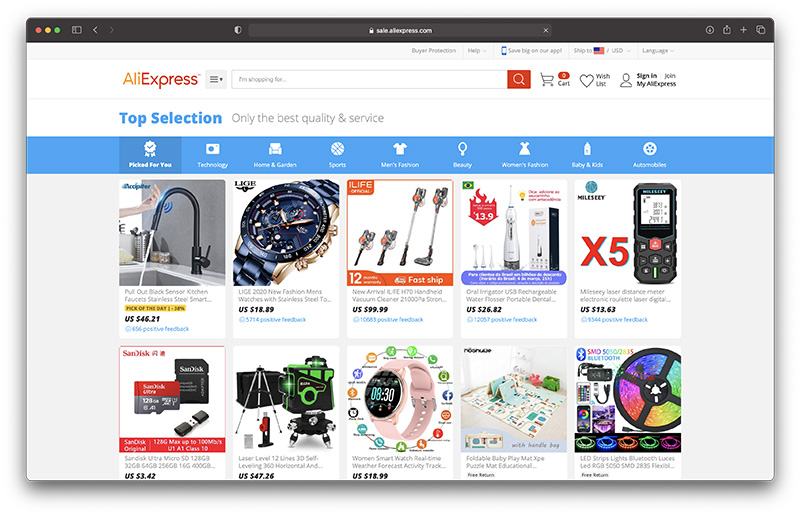 what is aliexpress top selection