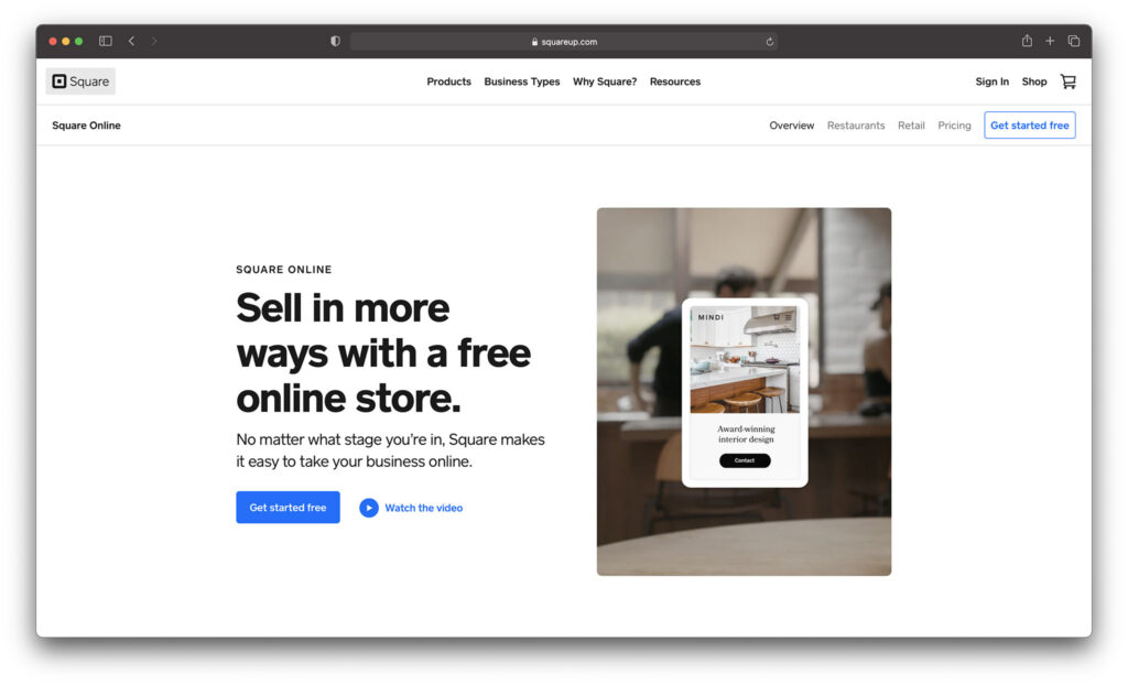 square online homepage - wordpress alternatives