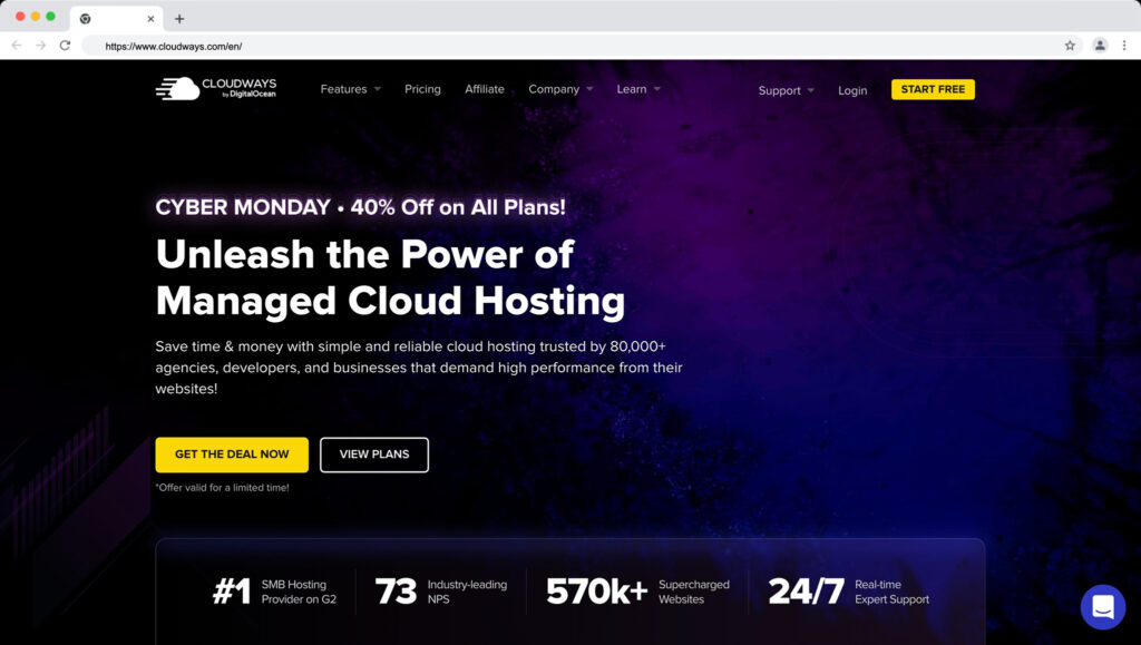 cloudways managed wordpress hosting homepage