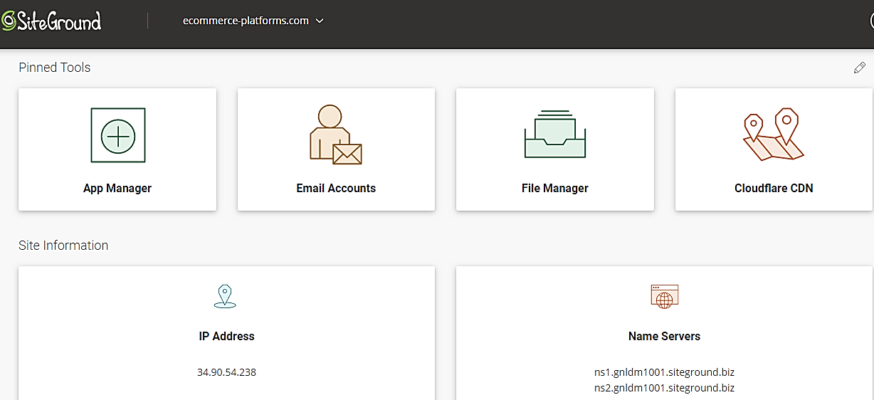 siteground managed wordpress hosting dashboard