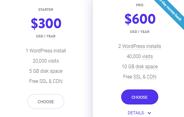 kinsta managed wordpress hosting pricing