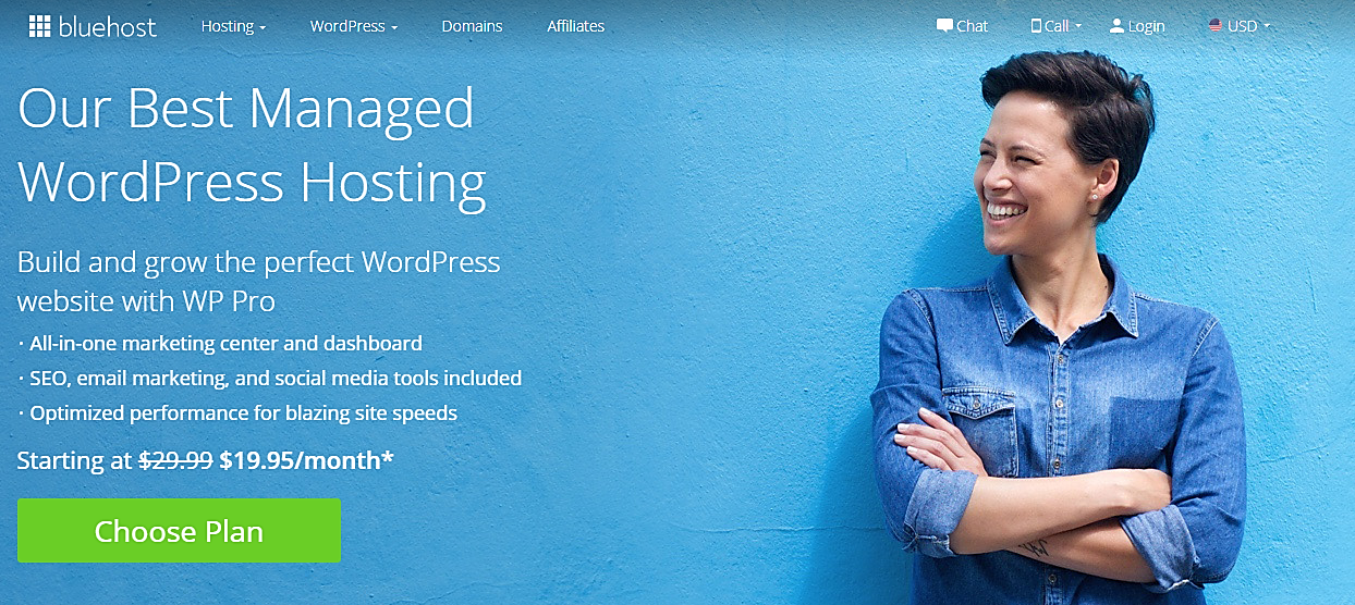 bluehost managed woprdpress hosting pricing