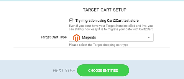 cart2cart review target cart setup