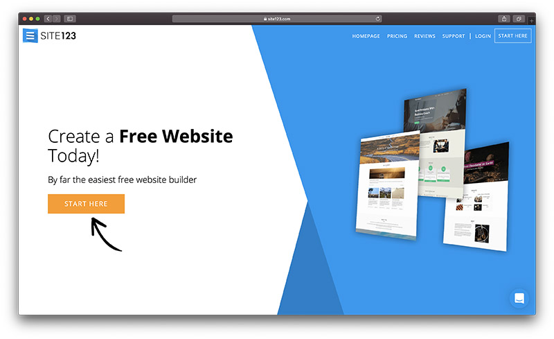 best free website builder - site123