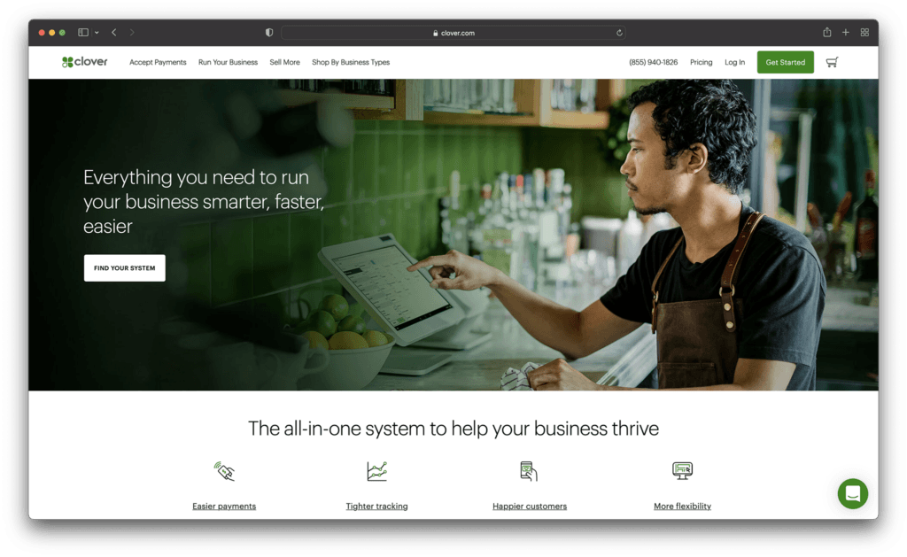 clover pos homepage - best pos systems for retail