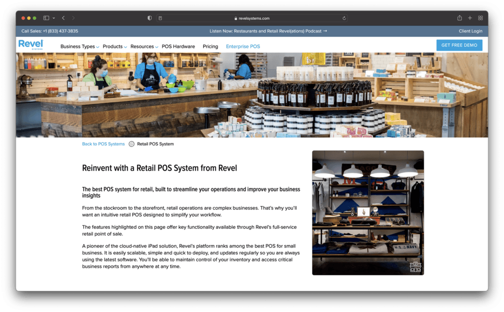 revel pos homepage - best pos systems for retail