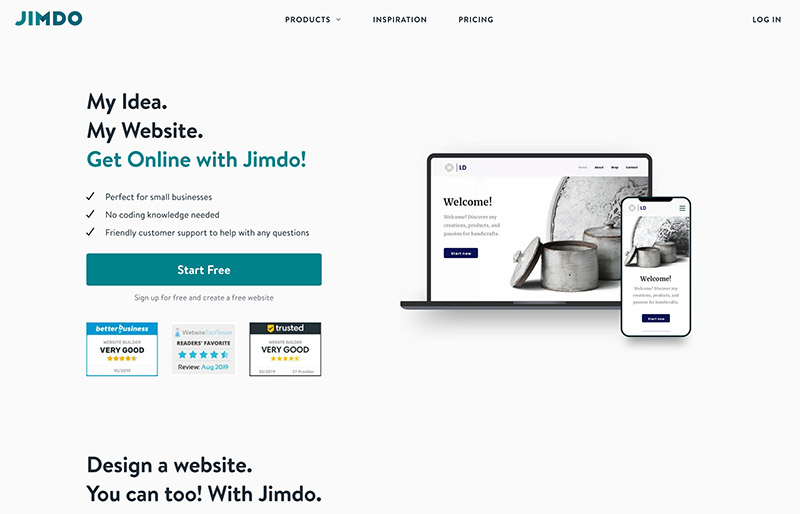 best mobile website builder - jimdo