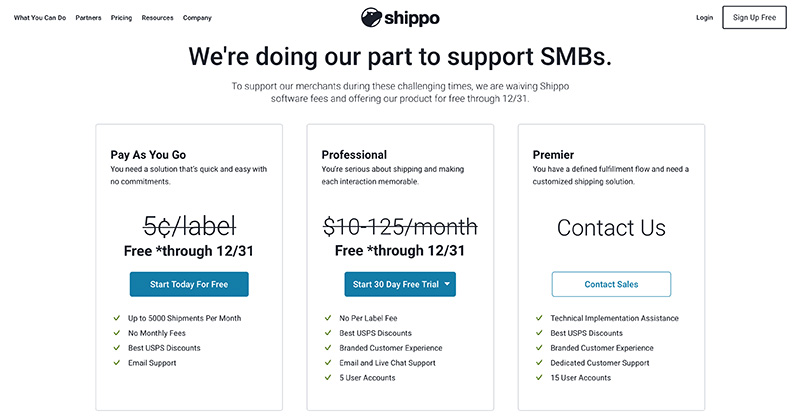 shippo pricing - ecommerce website cost