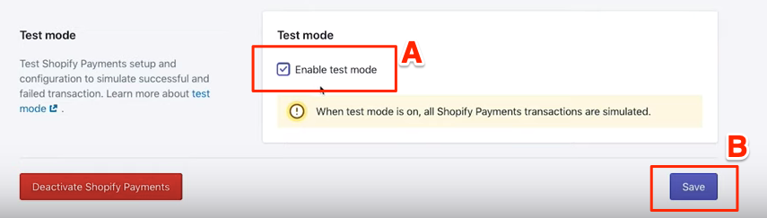 how to sell on shopify - enable test mode