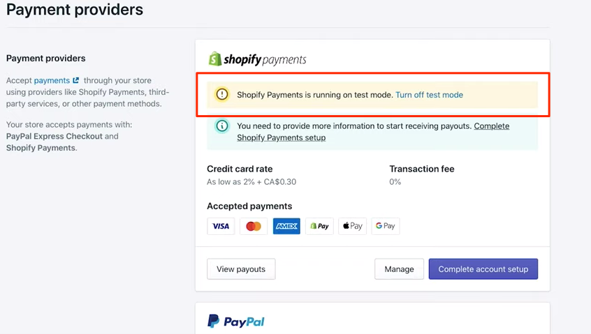 how to sell on shopify - setting up payments with shopify