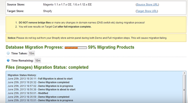 magento to shopify database migration