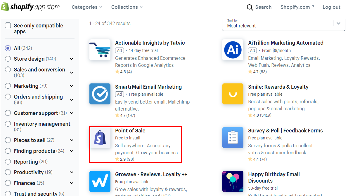 shopify app store - shopify poin of sale
