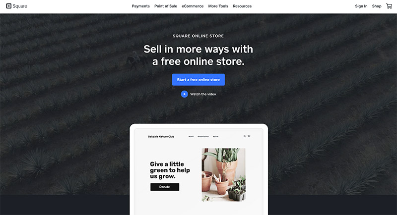 Square Online Homepage