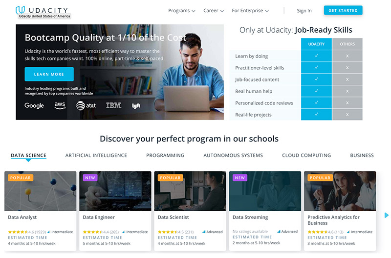 udacity homepage