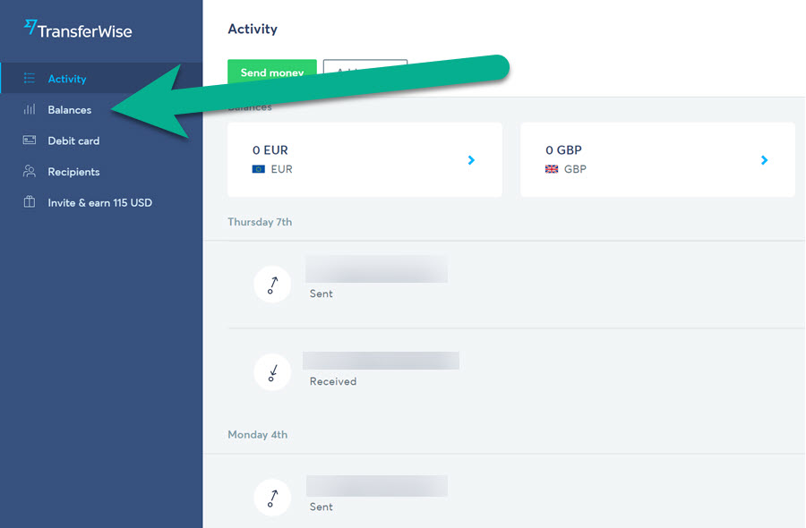 balances - how to use TransferWise