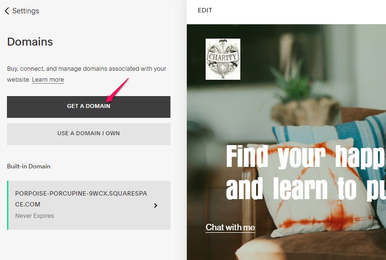 get a new domain from squarespace