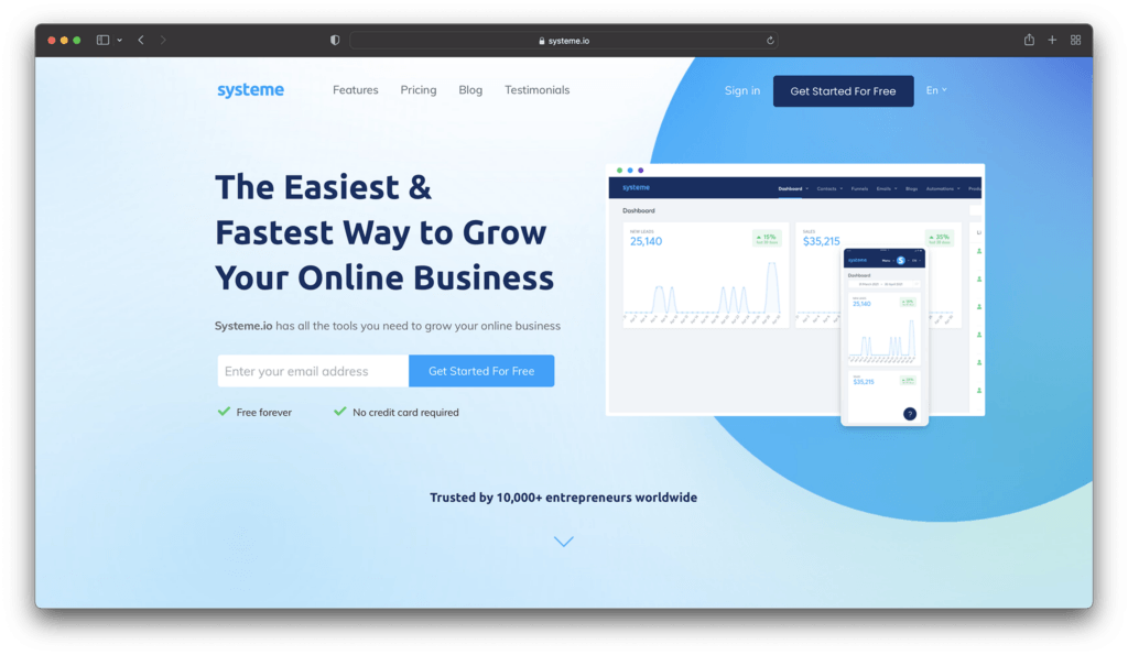 systeme io - best free website builder