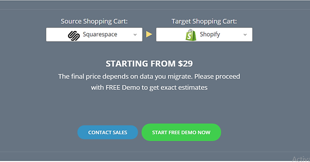 squarespace to shopify migration pricing