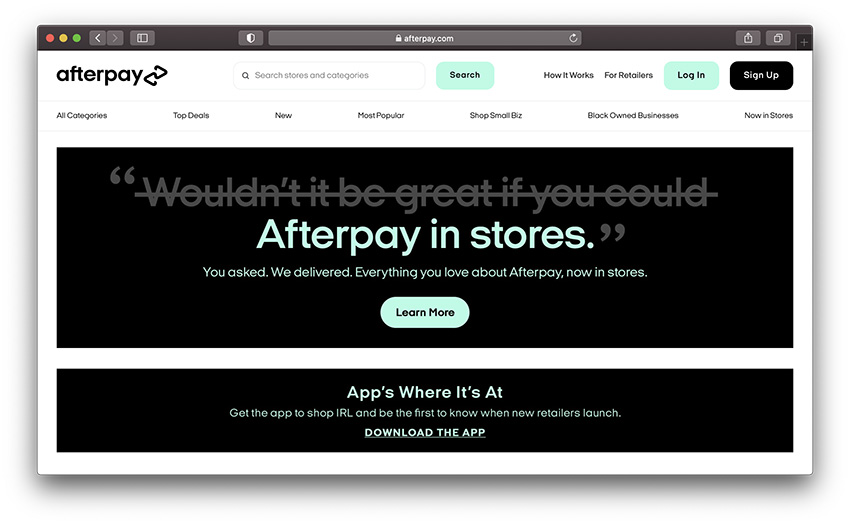 afterpay homepage