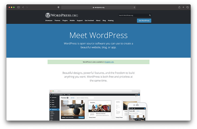 wordpress org homepage - drupal alternative