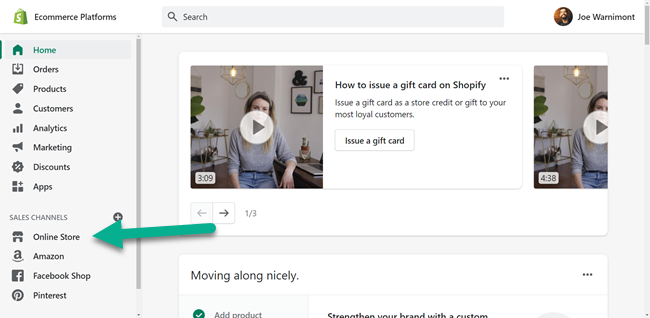 shopify online store dashboard