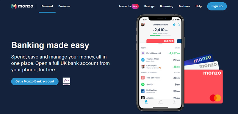 monzo homepage - n26 vs monzo