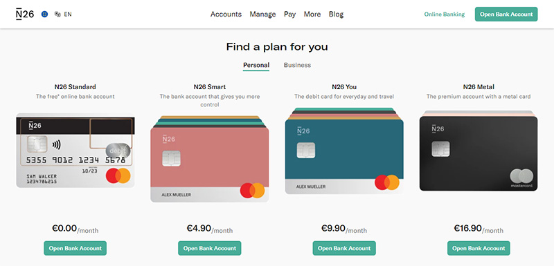 n26 personal plans - Transferwise vs N26