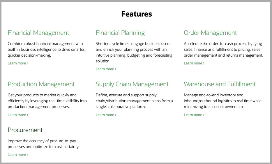 netsuite features