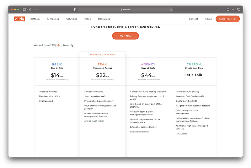 duda review pricing